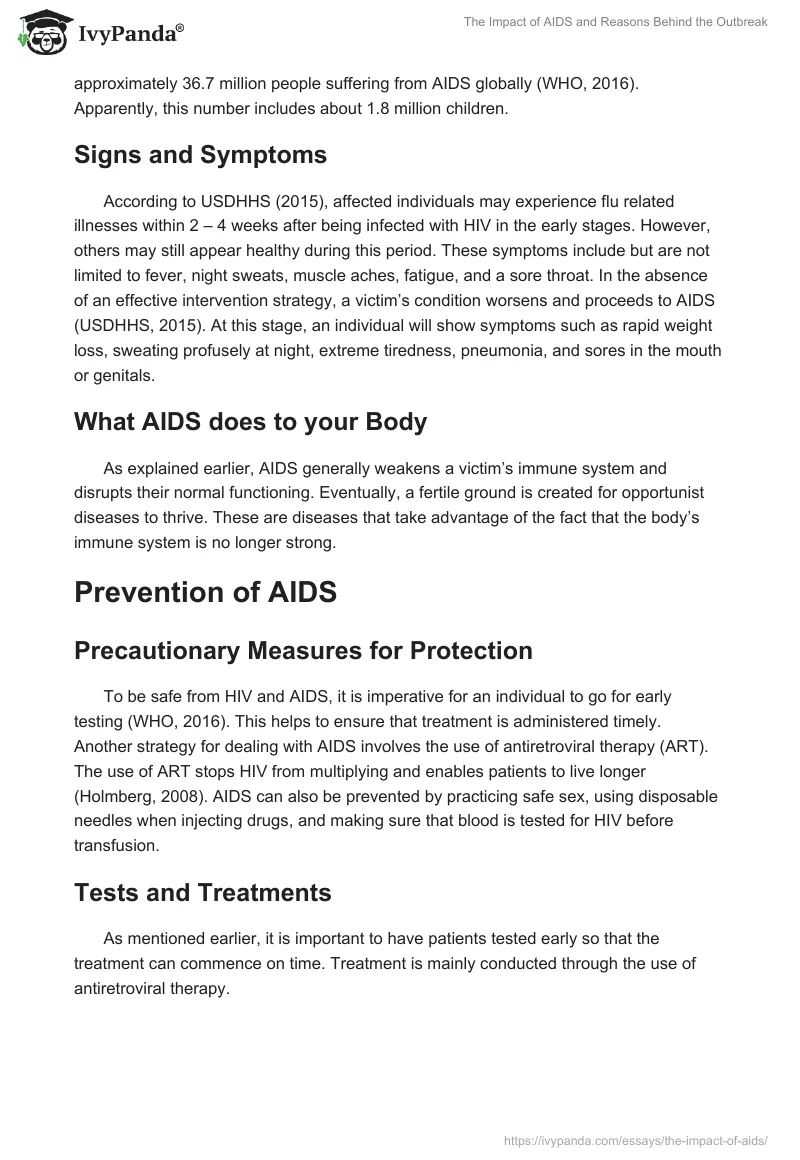 The Impact of AIDS and Reasons Behind the Outbreak. Page 2