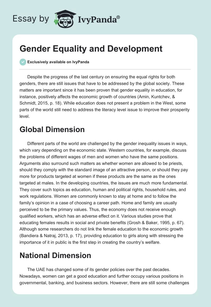 Gender Equality and Development. Page 1
