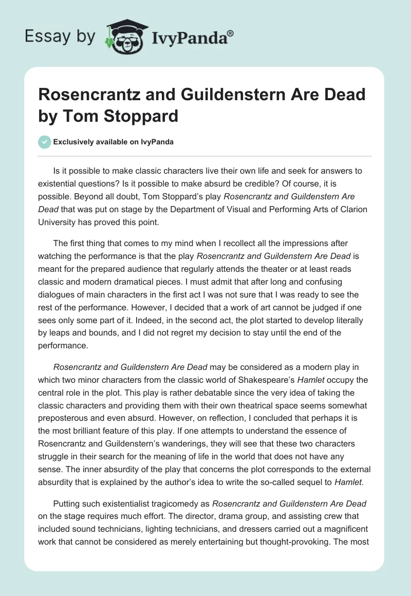 "Rosencrantz and Guildenstern Are Dead" by Tom Stoppard. Page 1