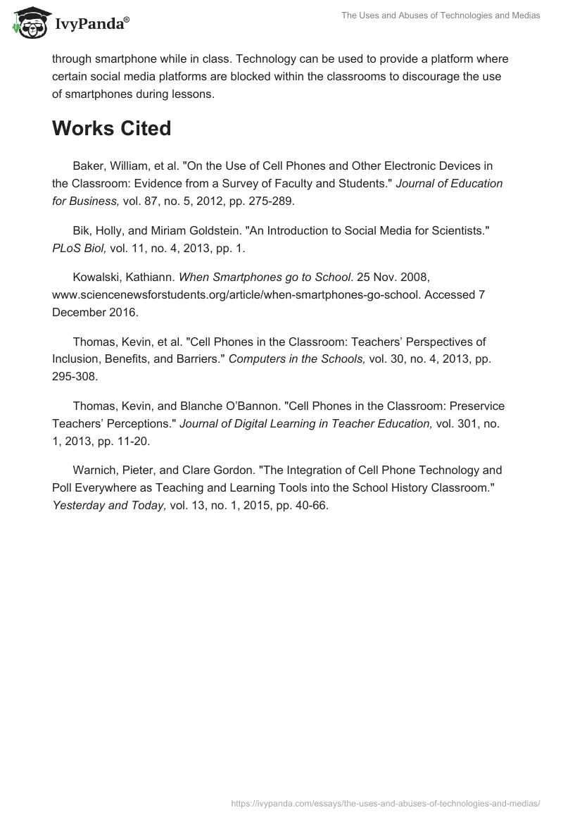 The Uses and Abuses of Technologies and Medias. Page 4