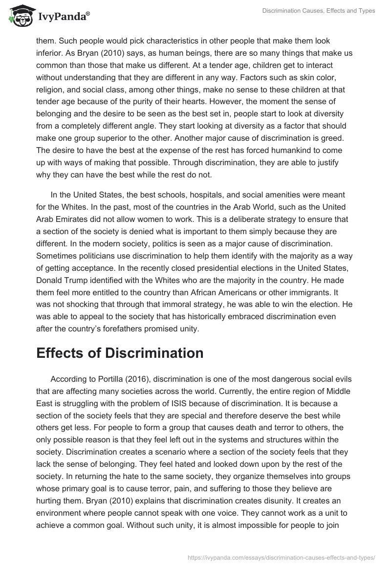 Discrimination Causes, Effects and Types. Page 2