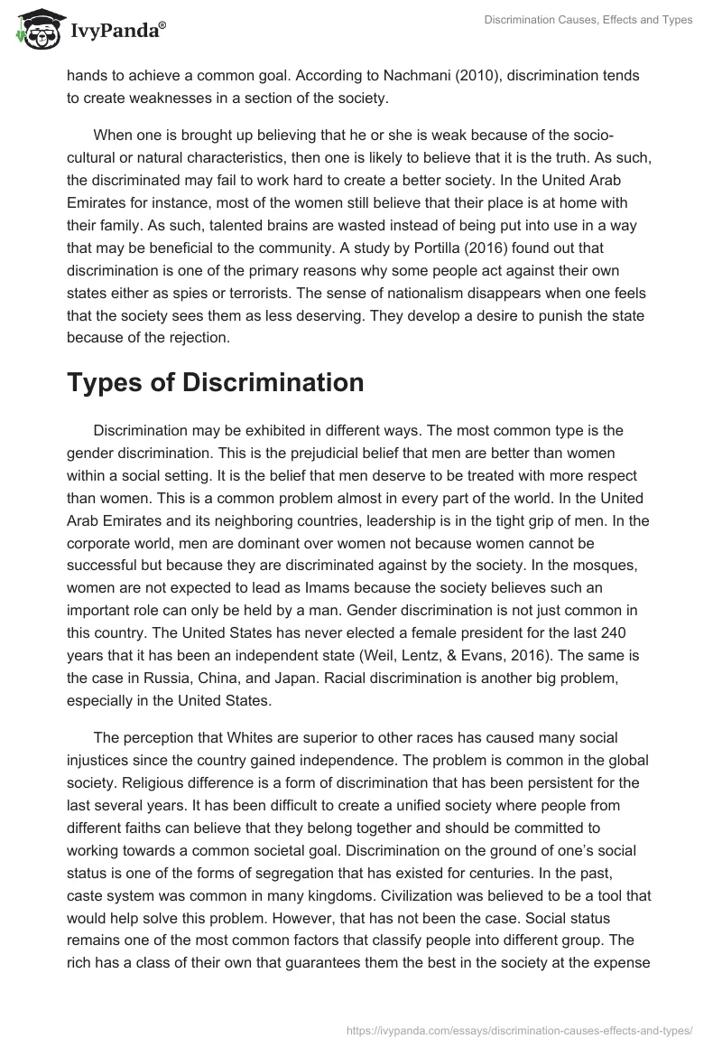 Discrimination Causes, Effects and Types. Page 3