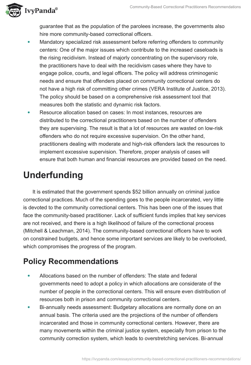Community-Based Correctional Practitioners Recommendations. Page 2