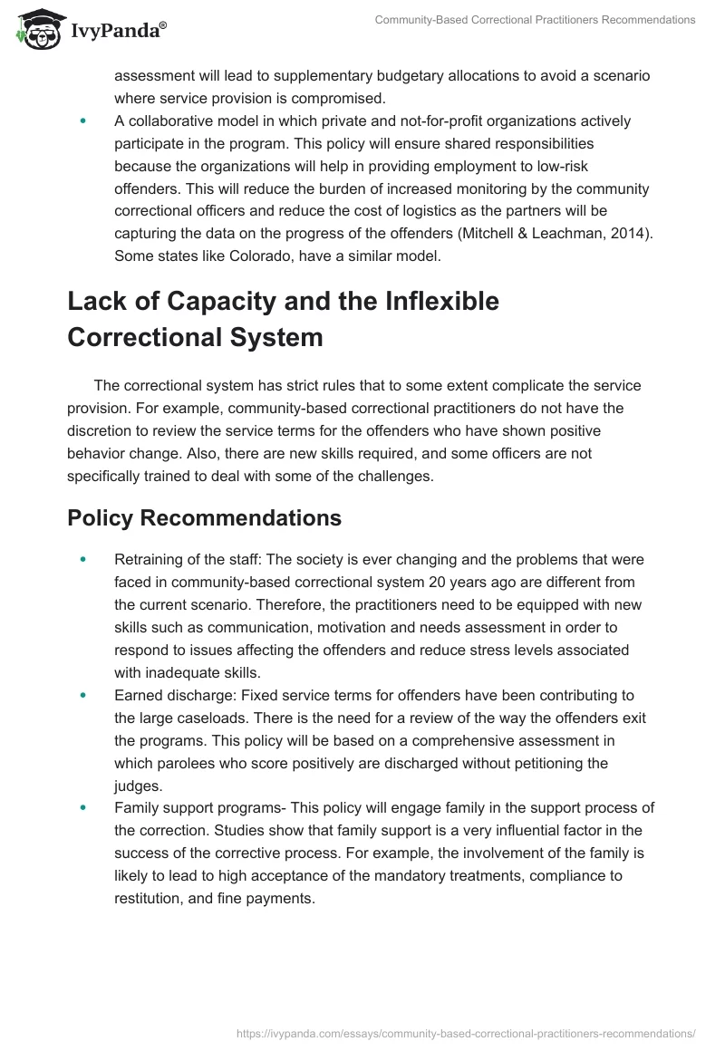 Community-Based Correctional Practitioners Recommendations. Page 3
