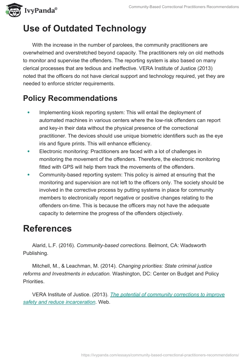 Community-Based Correctional Practitioners Recommendations. Page 4