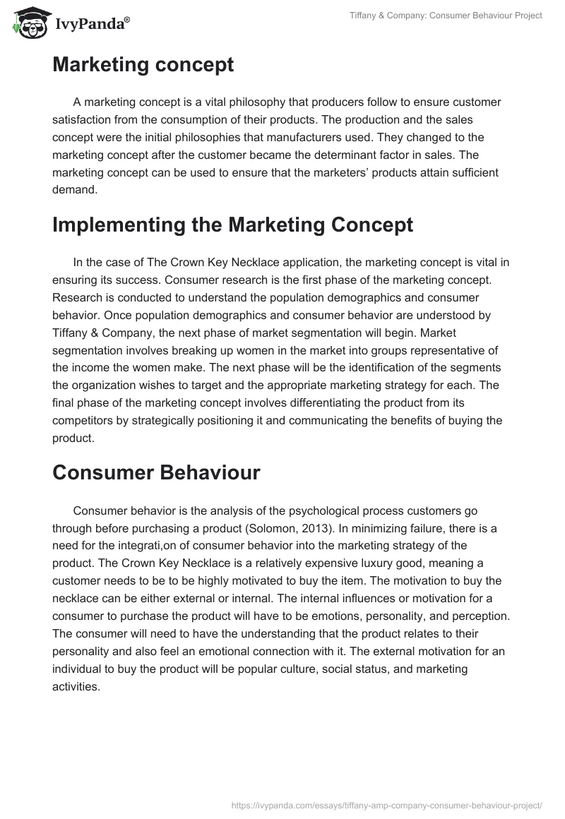 Tiffany & Company: Consumer Behaviour Project. Page 2