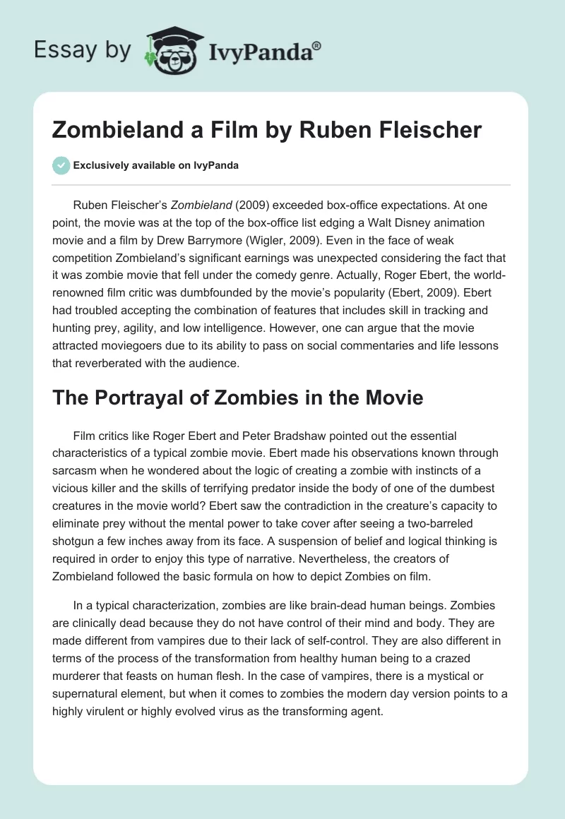 "Zombieland" a Film by Ruben Fleischer. Page 1