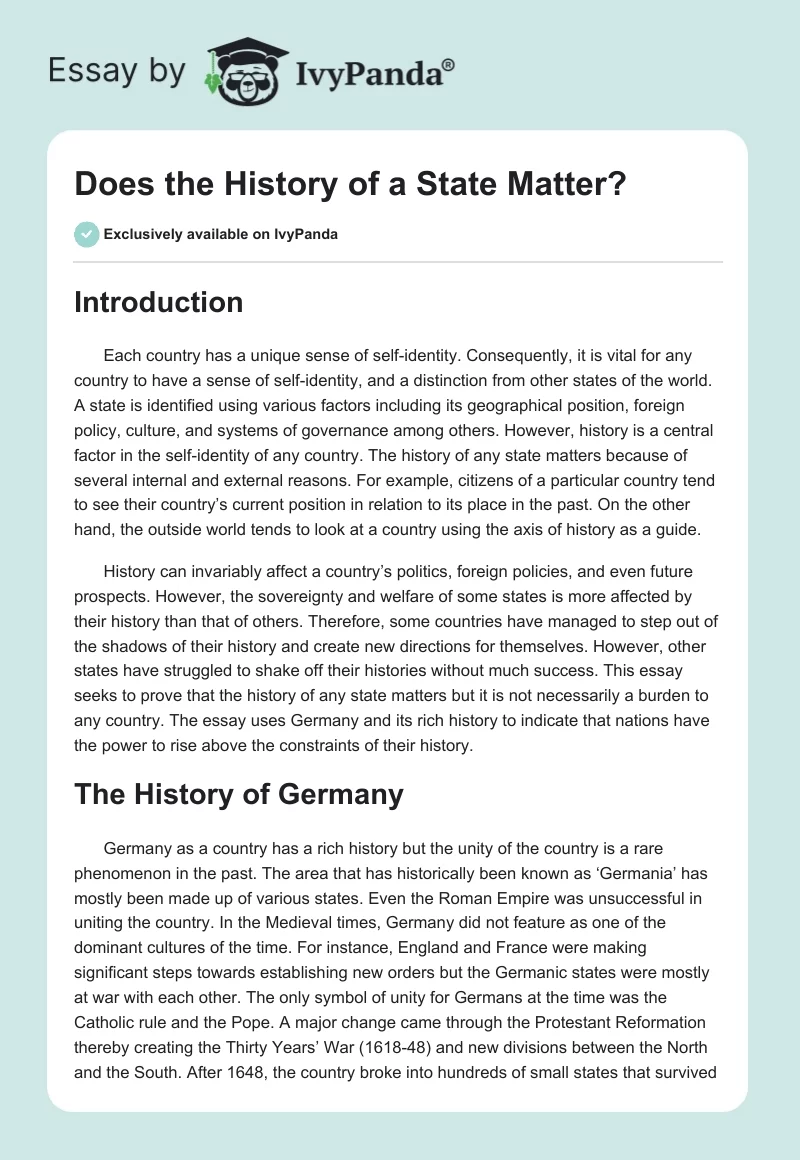 Does the History of a State Matter?. Page 1