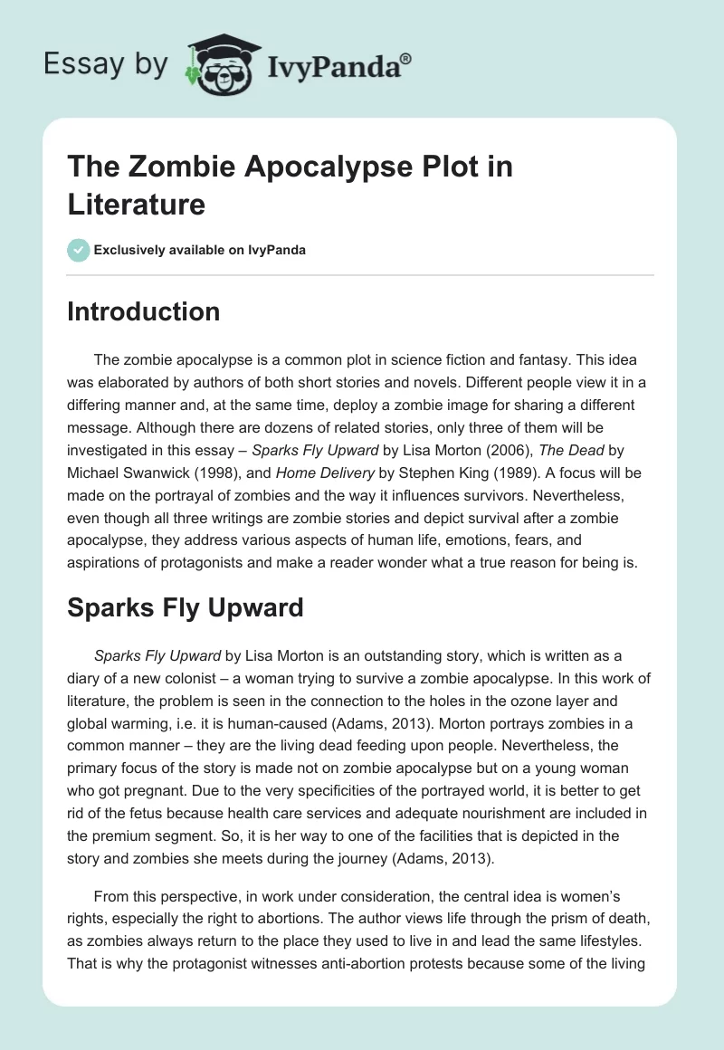 The Zombie Apocalypse Plot in Literature. Page 1