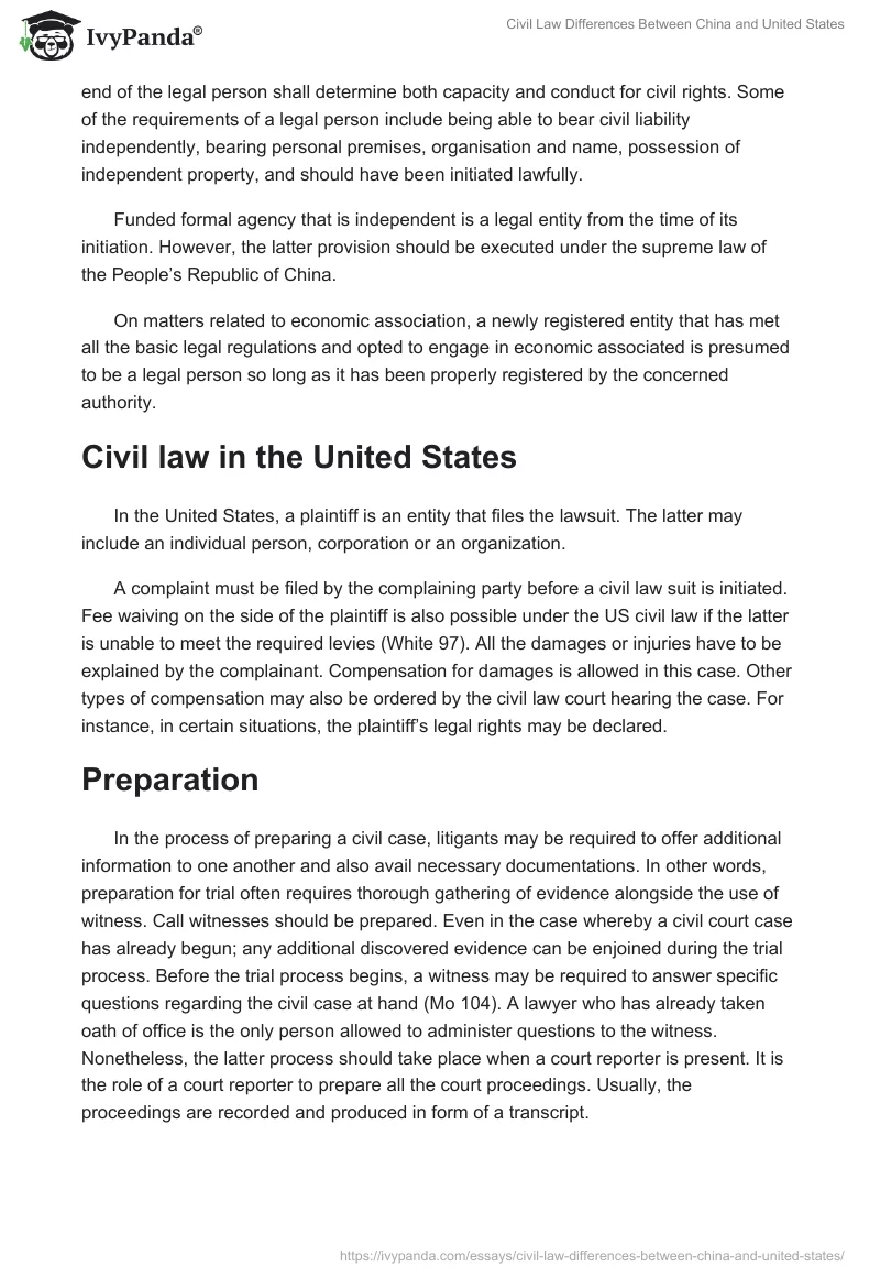 Civil Law Differences Between China and United States. Page 3