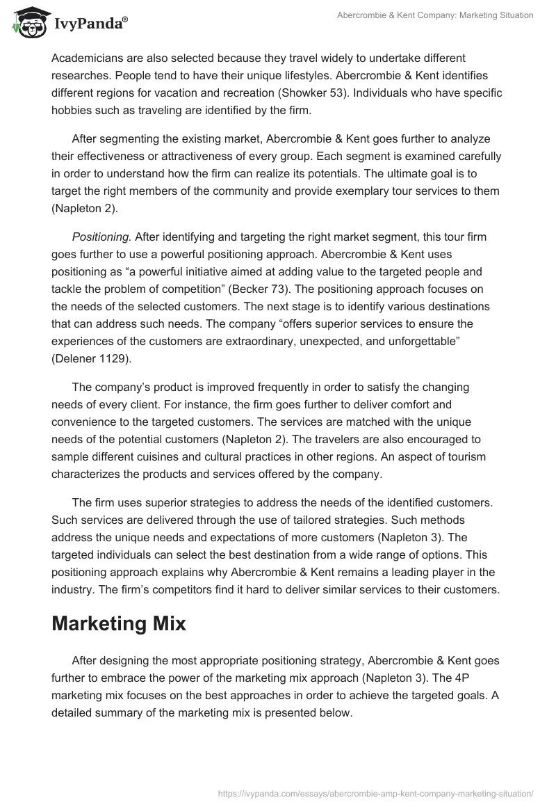 Abercrombie & Kent Company: Marketing Situation. Page 3