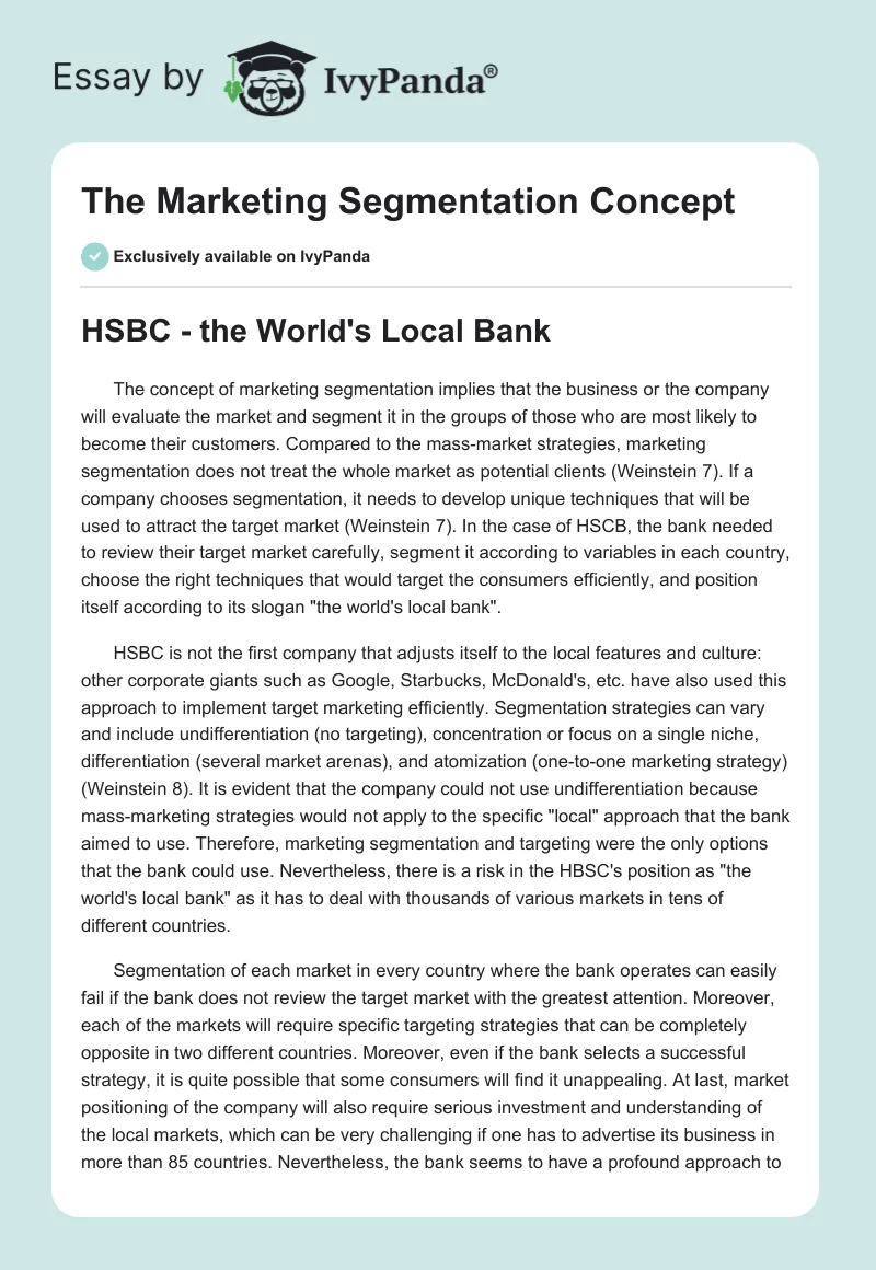 The Marketing Segmentation Concept. Page 1