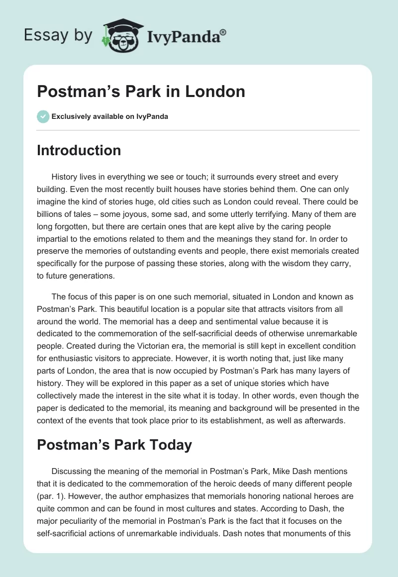 Postman’s Park in London. Page 1