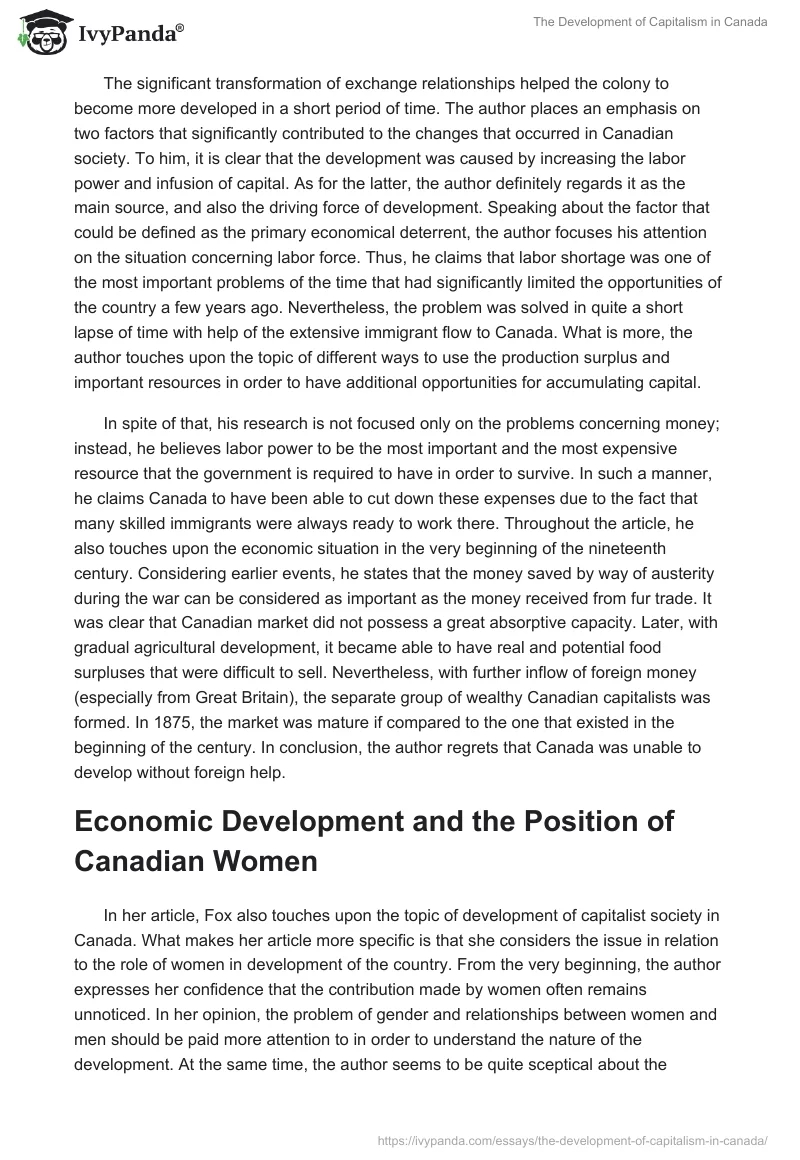 The Development of Capitalism in Canada. Page 2