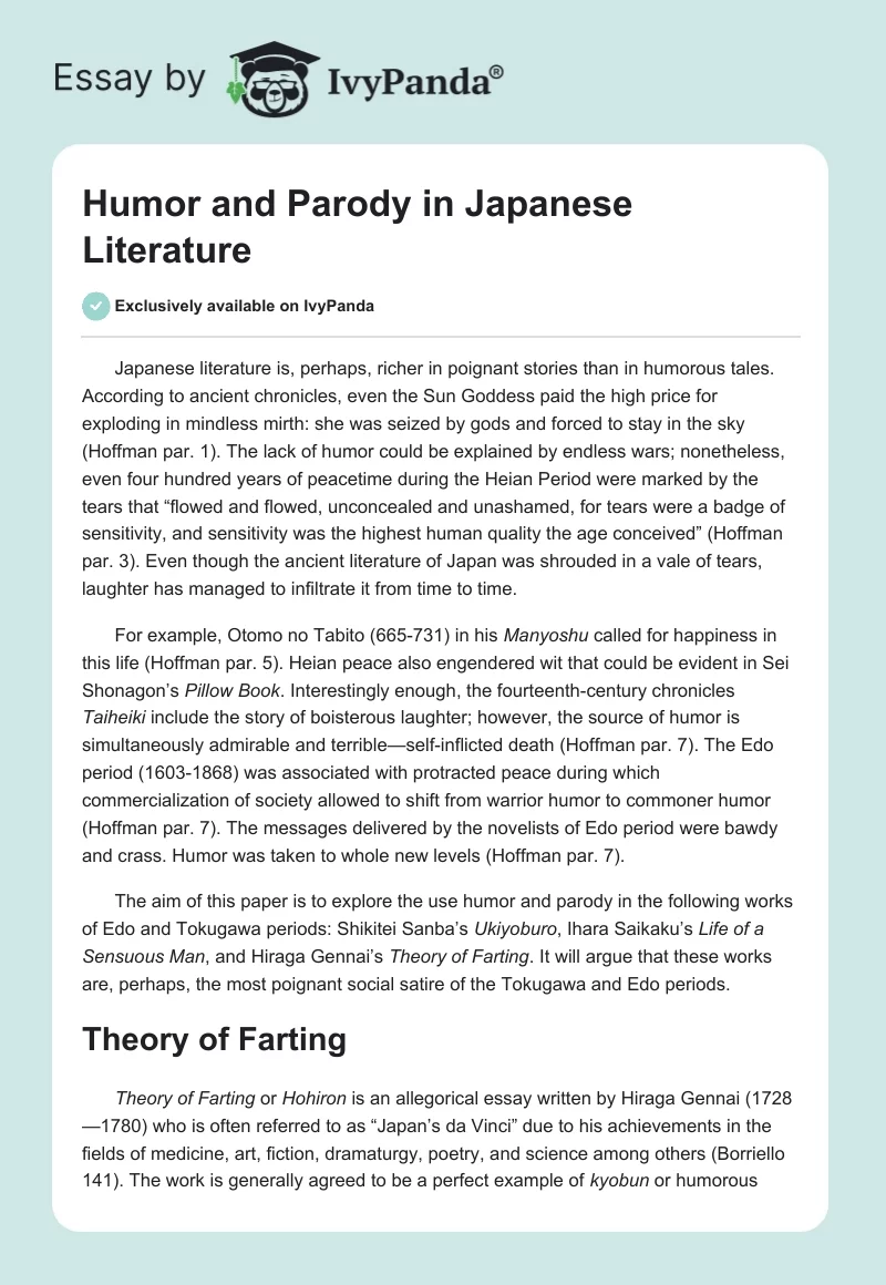 Humor and Parody in Japanese Literature. Page 1