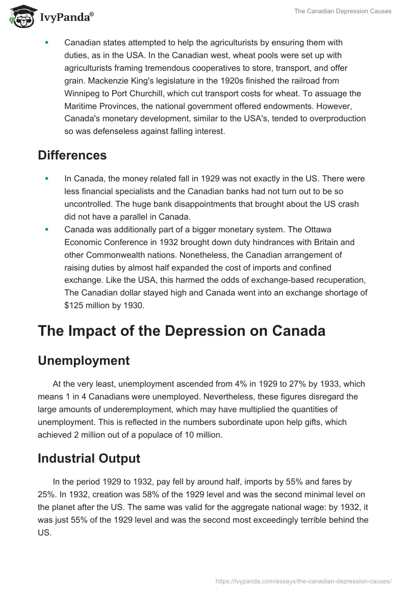 The Canadian Depression Causes. Page 2