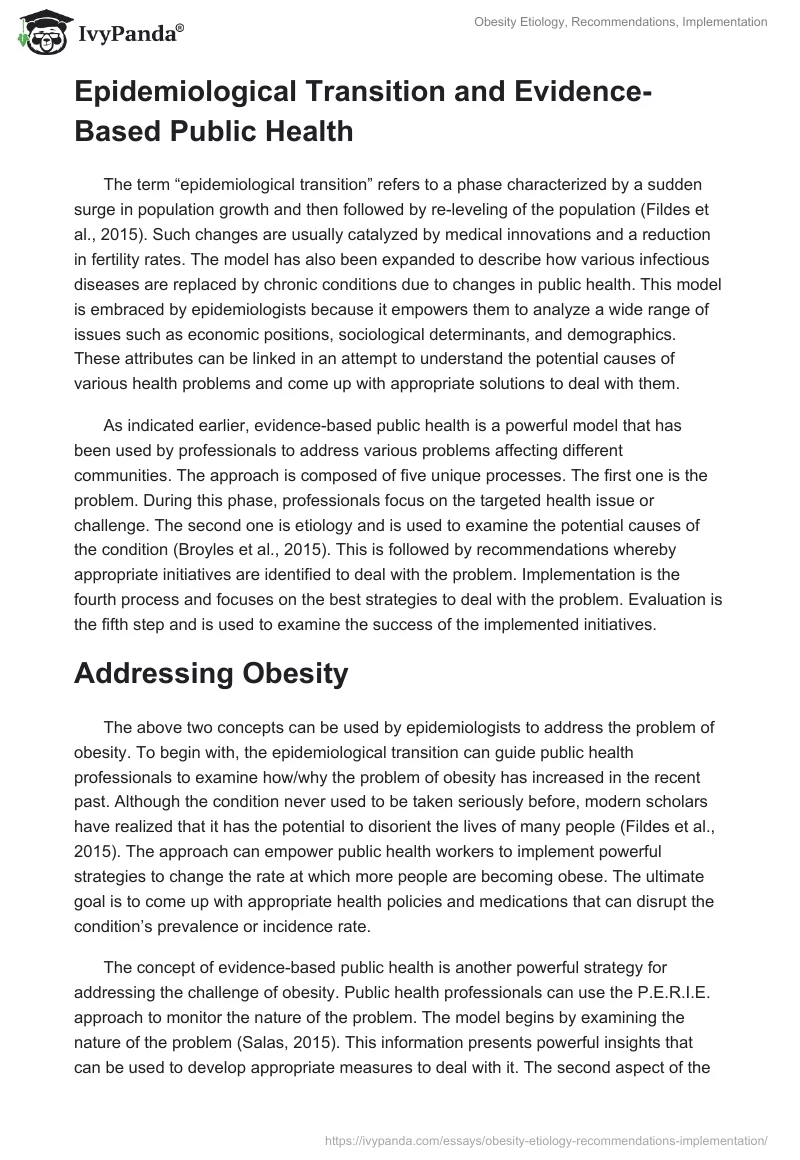 Obesity Etiology, Recommendations, Implementation. Page 2