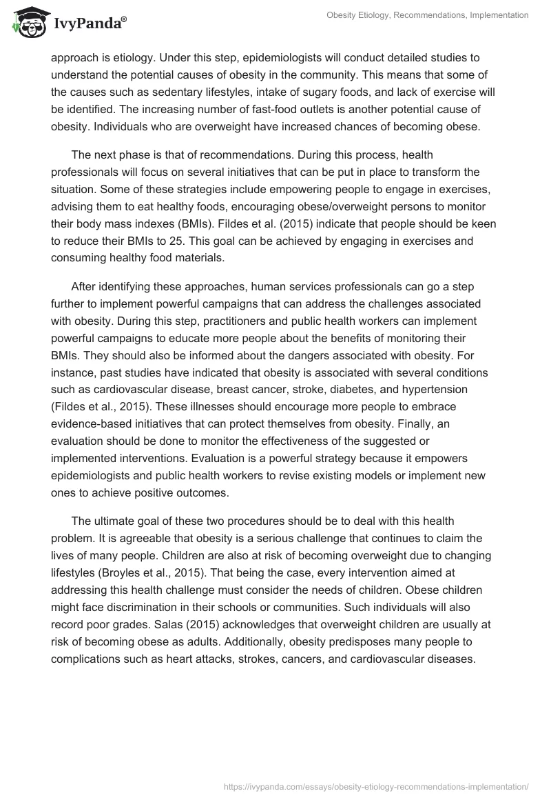 Obesity Etiology, Recommendations, Implementation. Page 3