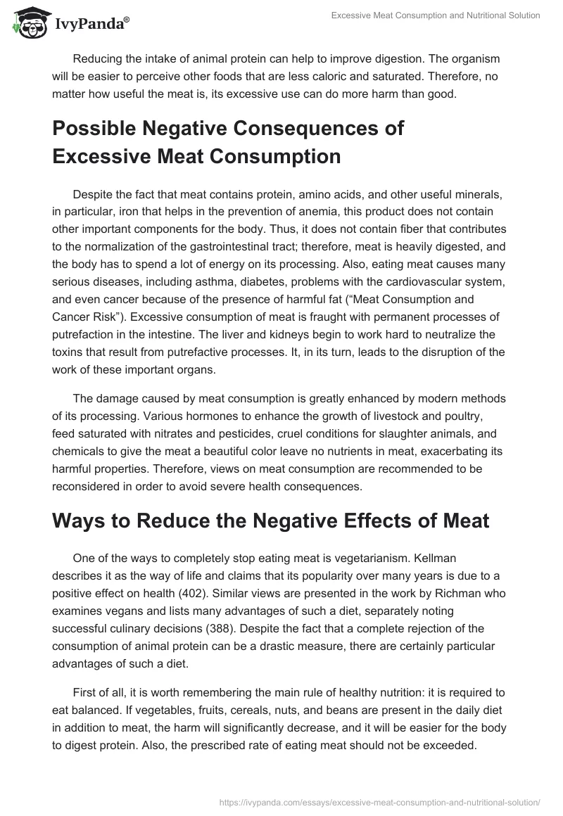 Excessive Meat Consumption and Nutritional Solution. Page 2