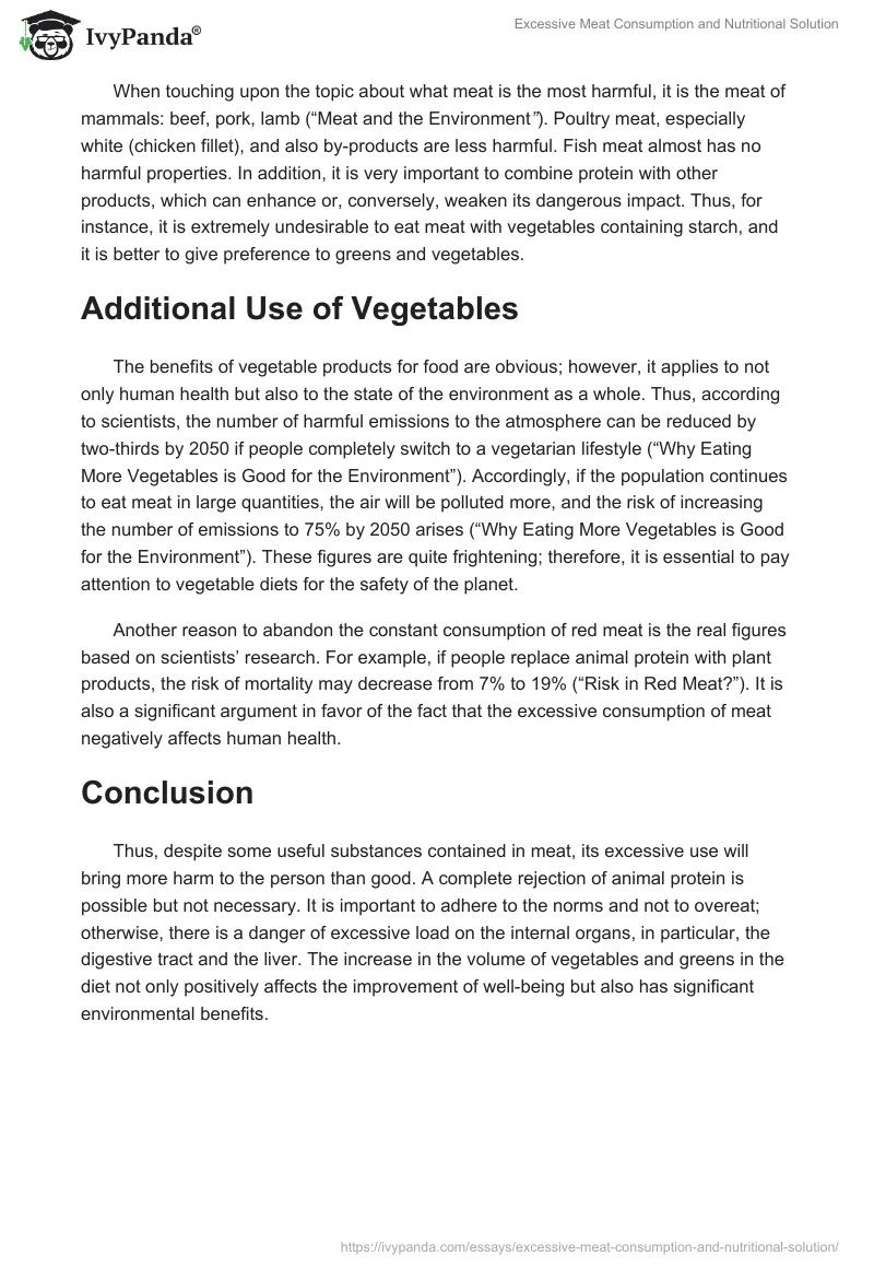 Excessive Meat Consumption and Nutritional Solution. Page 3