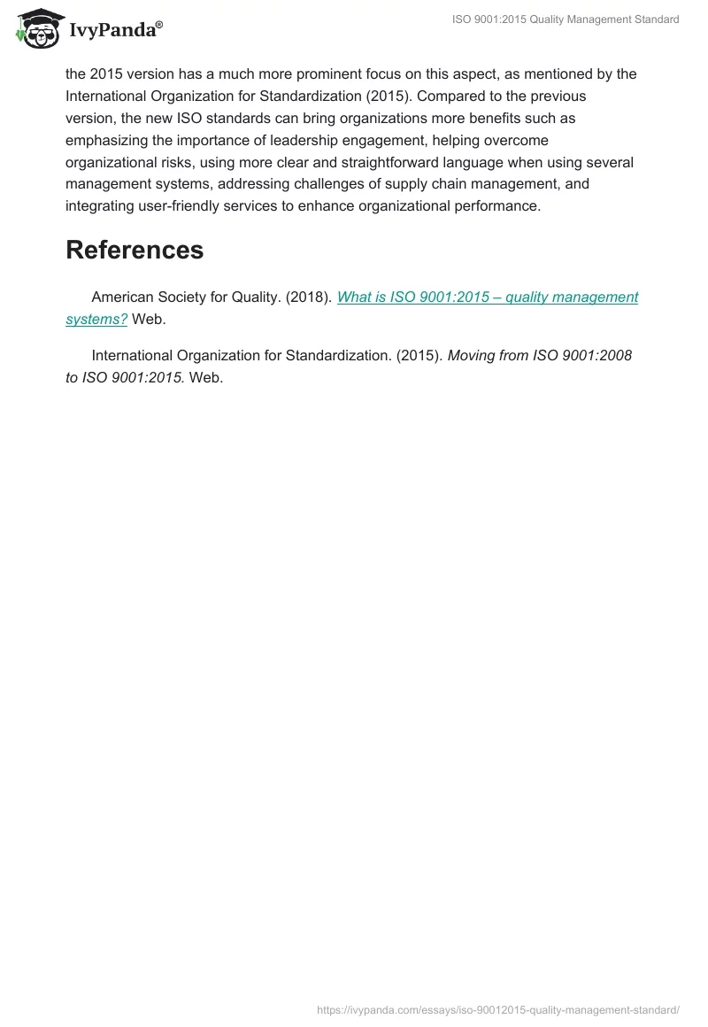 ISO 9001:2015 Quality Management Standard. Page 2