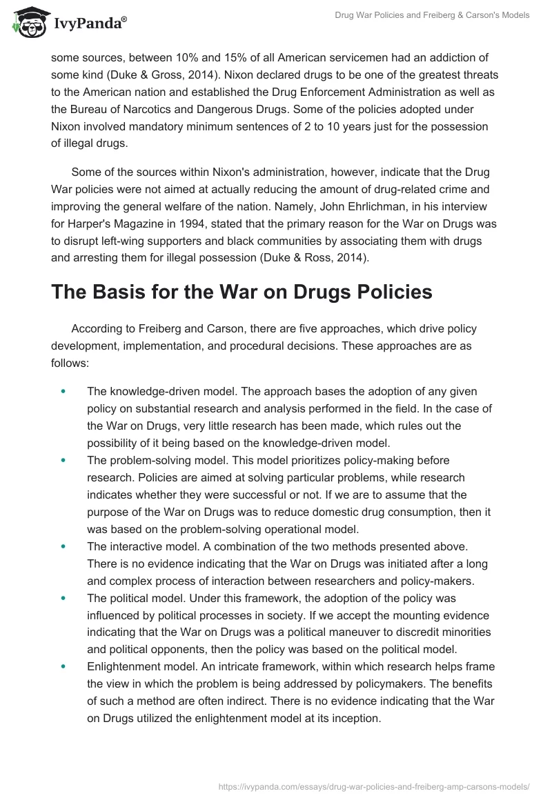 Drug War Policies and Freiberg & Carson's Models. Page 2