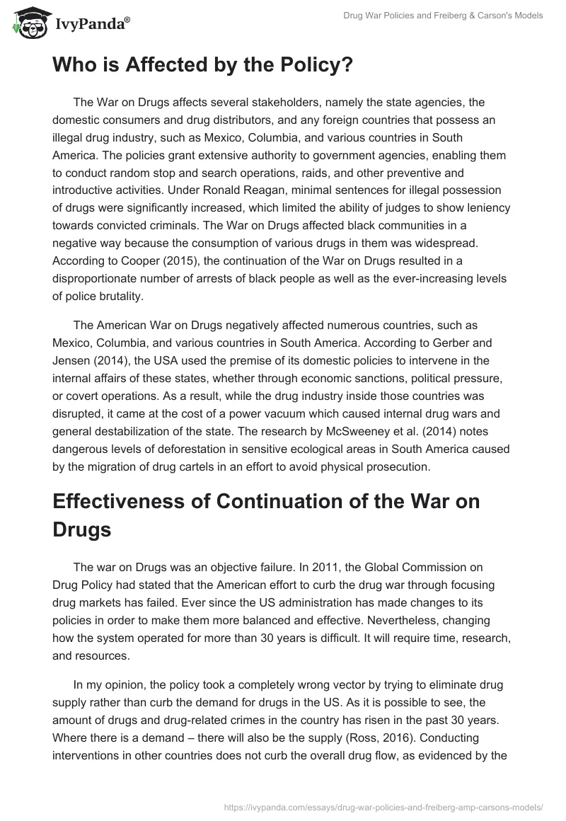 Drug War Policies and Freiberg & Carson's Models. Page 3