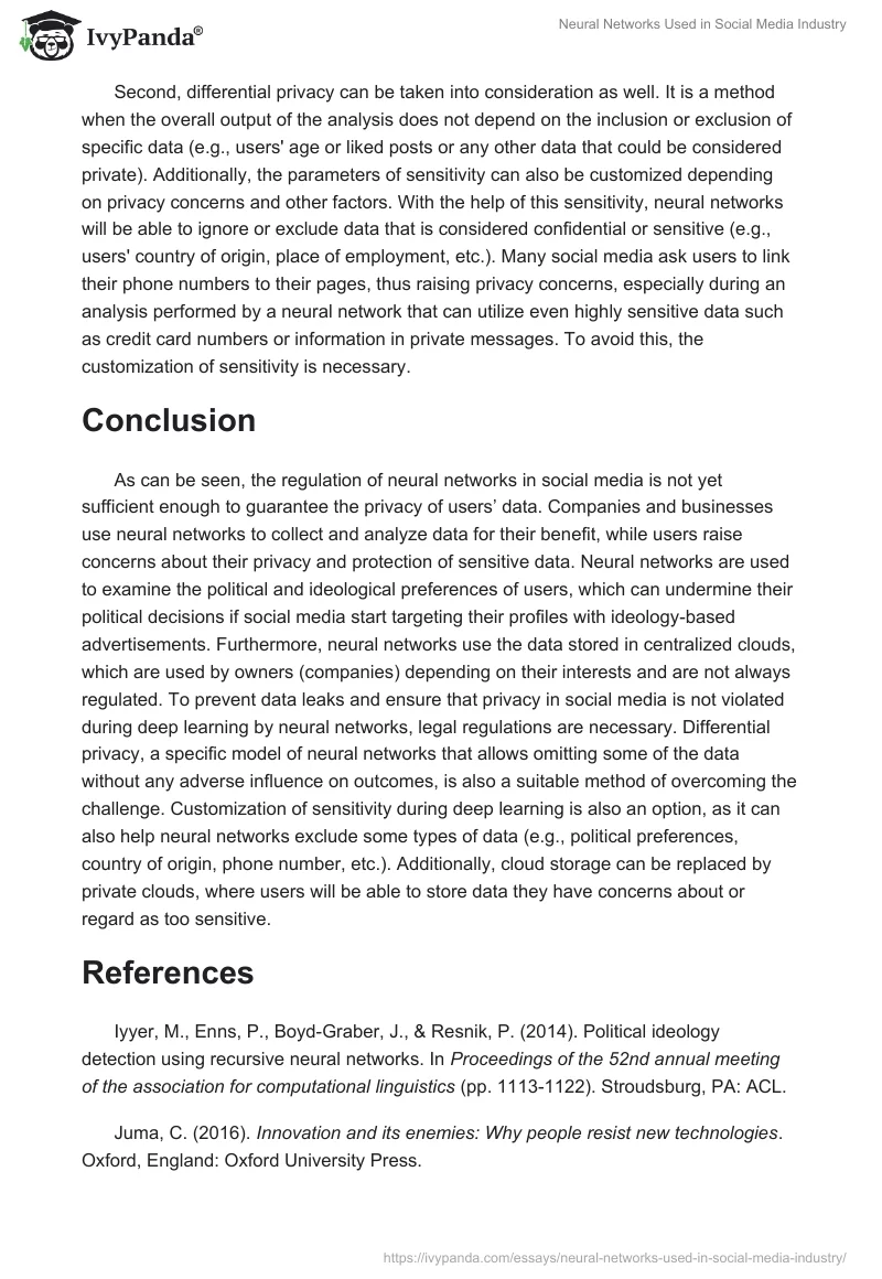 Neural Networks Used in Social Media Industry. Page 3