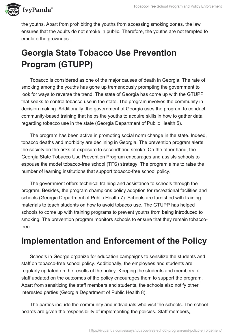 Tobacco-Free School Program and Policy Enforcement. Page 5