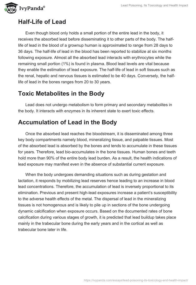 Lead Poisoning, Its Toxicology and Health Impact. Page 3