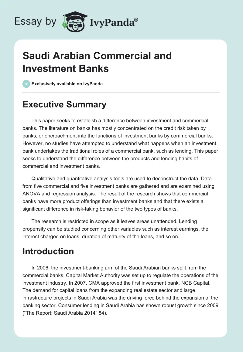 Saudi Arabian Commercial and Investment Banks. Page 1