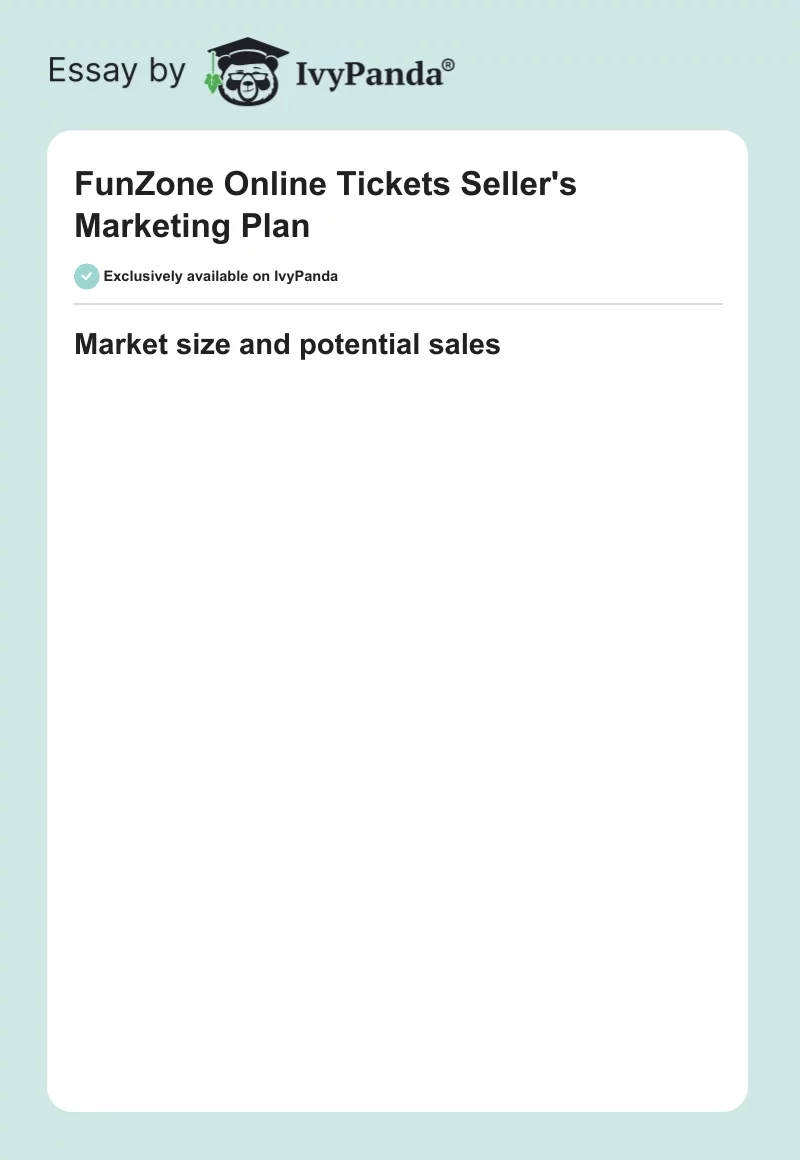 FunZone Online Tickets Seller's Marketing Plan. Page 1