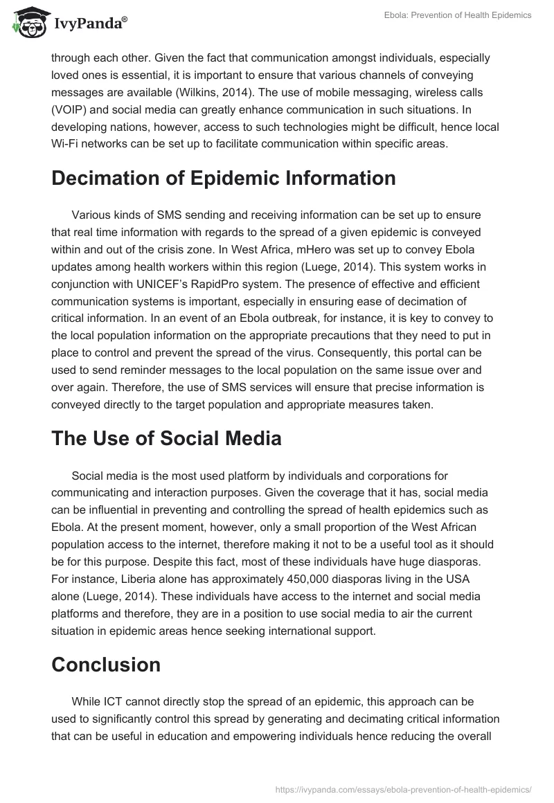 Ebola: Prevention of Health Epidemics. Page 3
