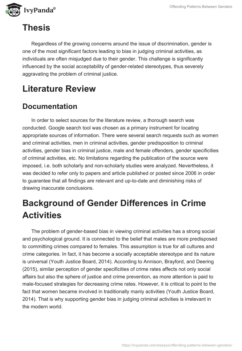 Offending Patterns Between Genders. Page 2