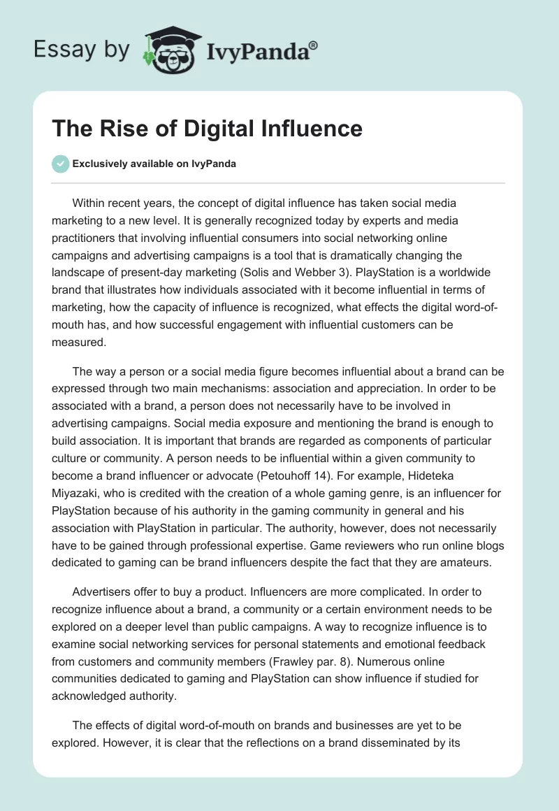 The Rise of Digital Influence. Page 1