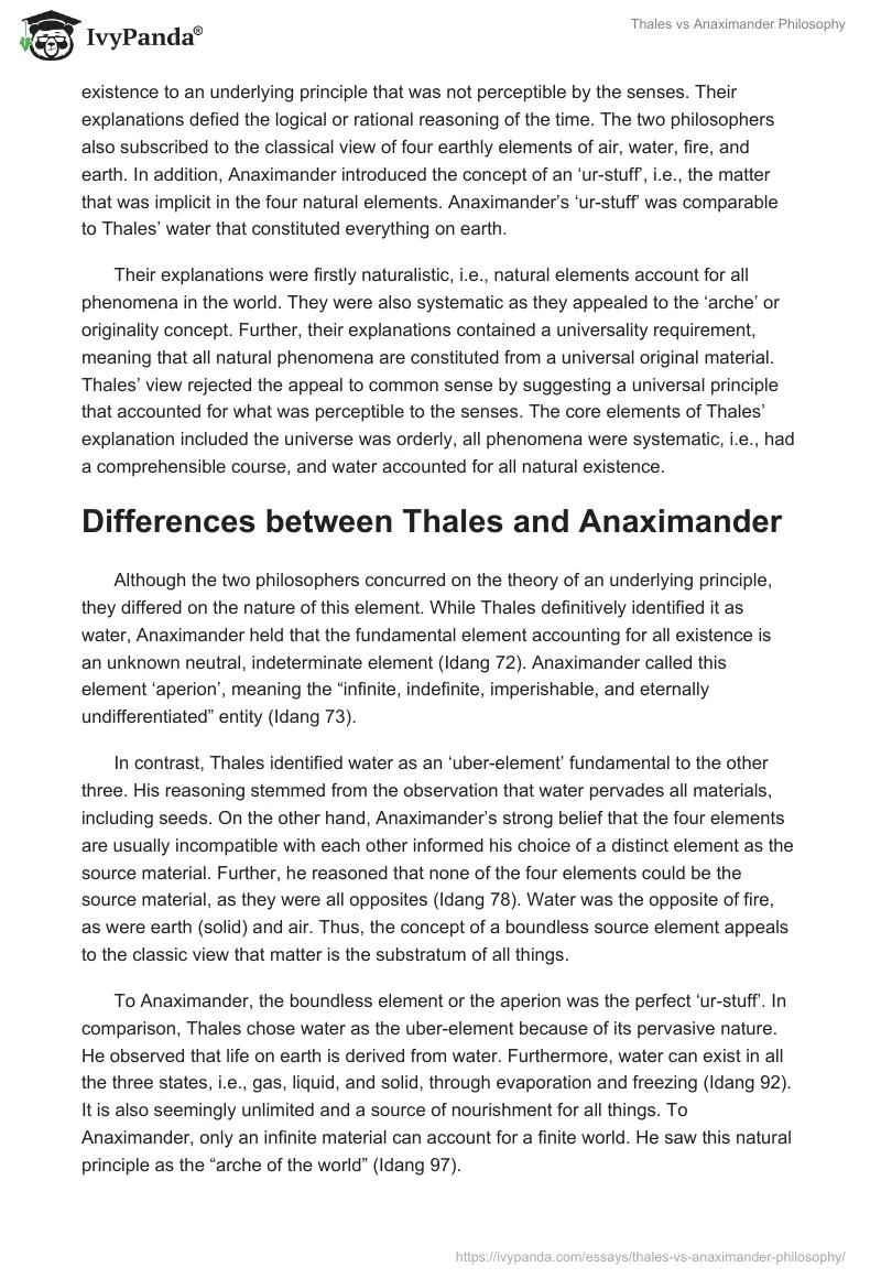 Thales vs Anaximander Philosophy. Page 2