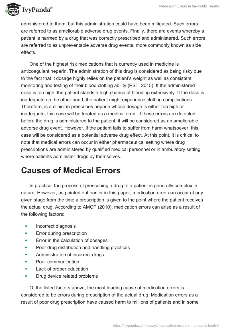 Medication Errors in the Public Health. Page 2