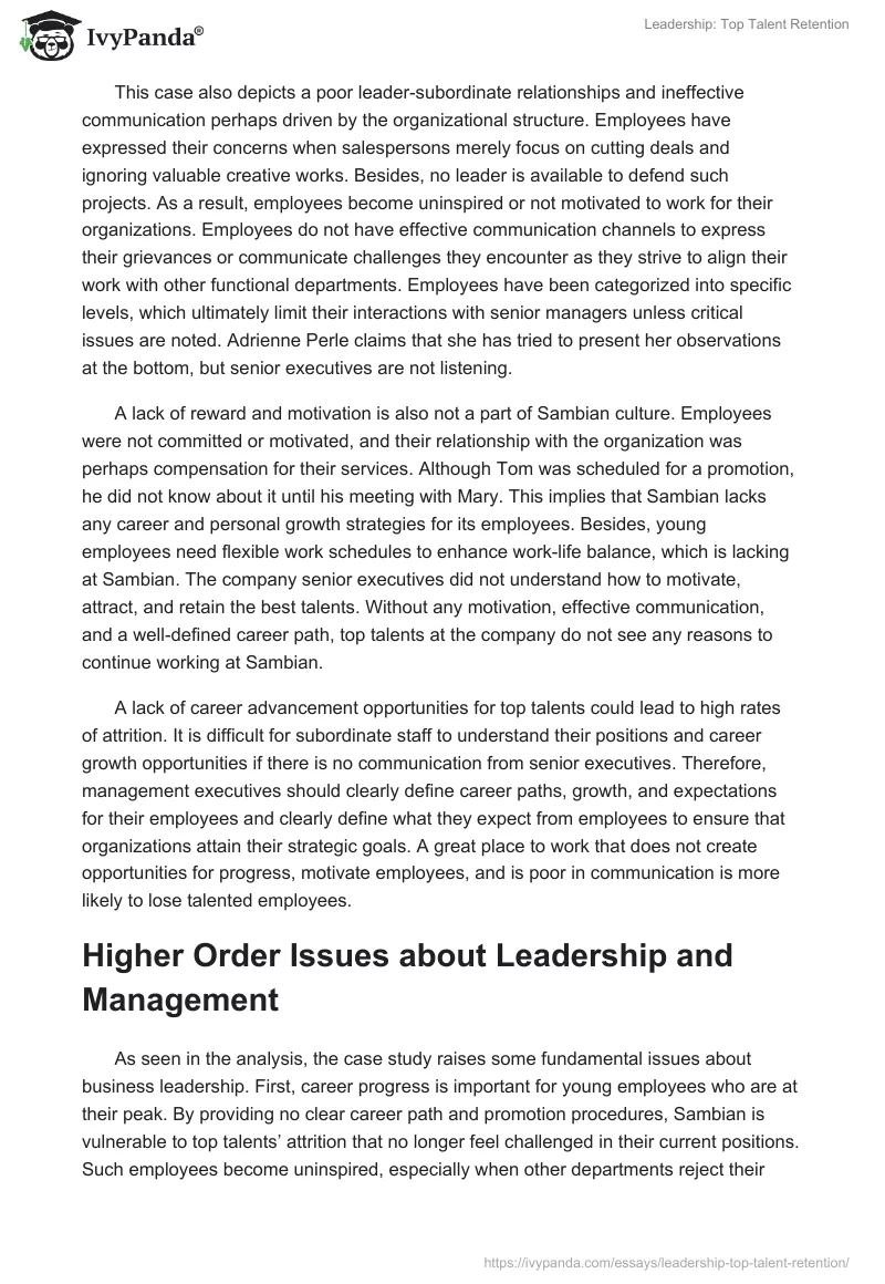 Leadership: Top Talent Retention. Page 3