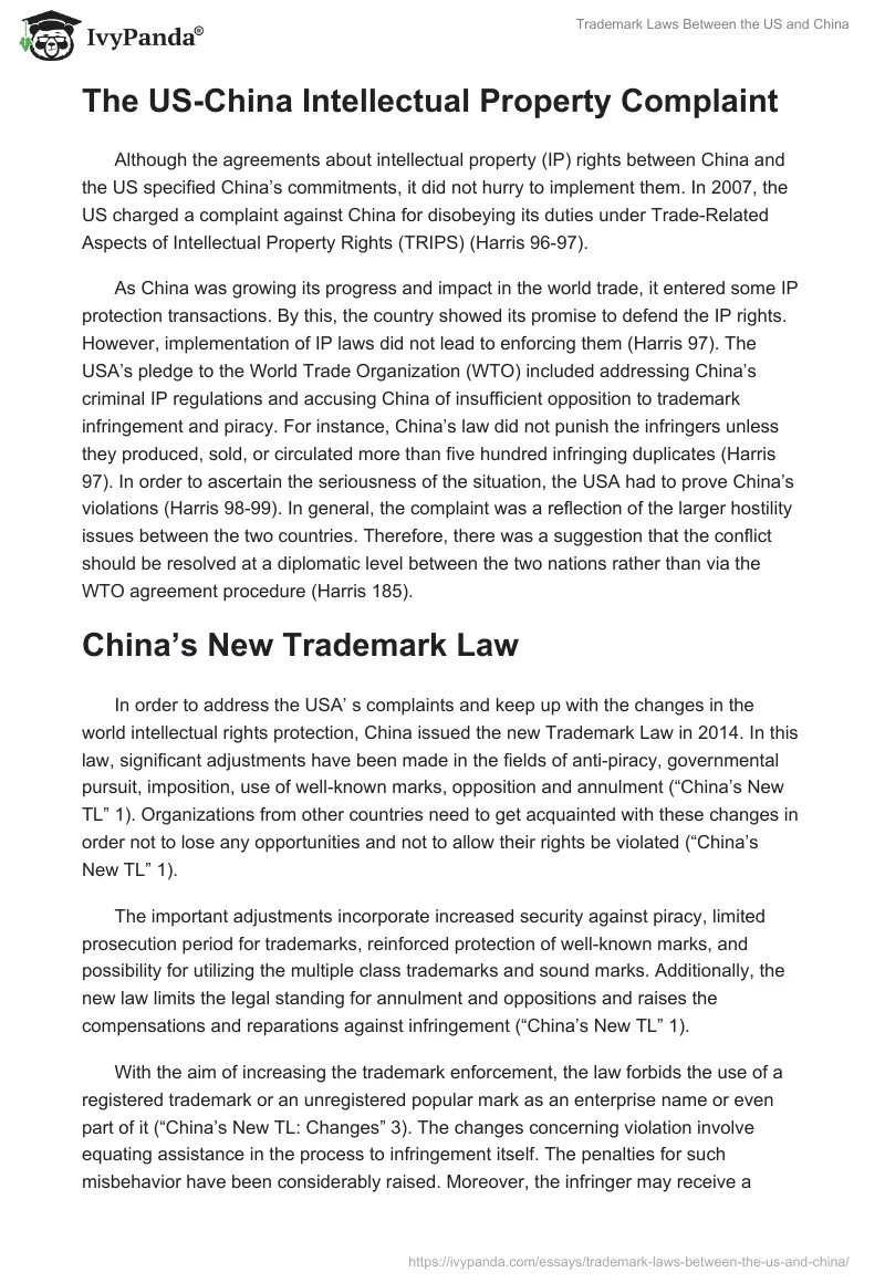 Trademark Laws Between the US and China. Page 2