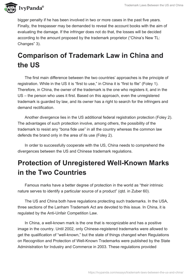 Trademark Laws Between the US and China. Page 3