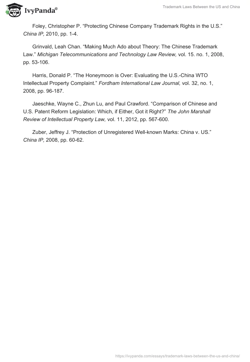 Trademark Laws Between the US and China. Page 5