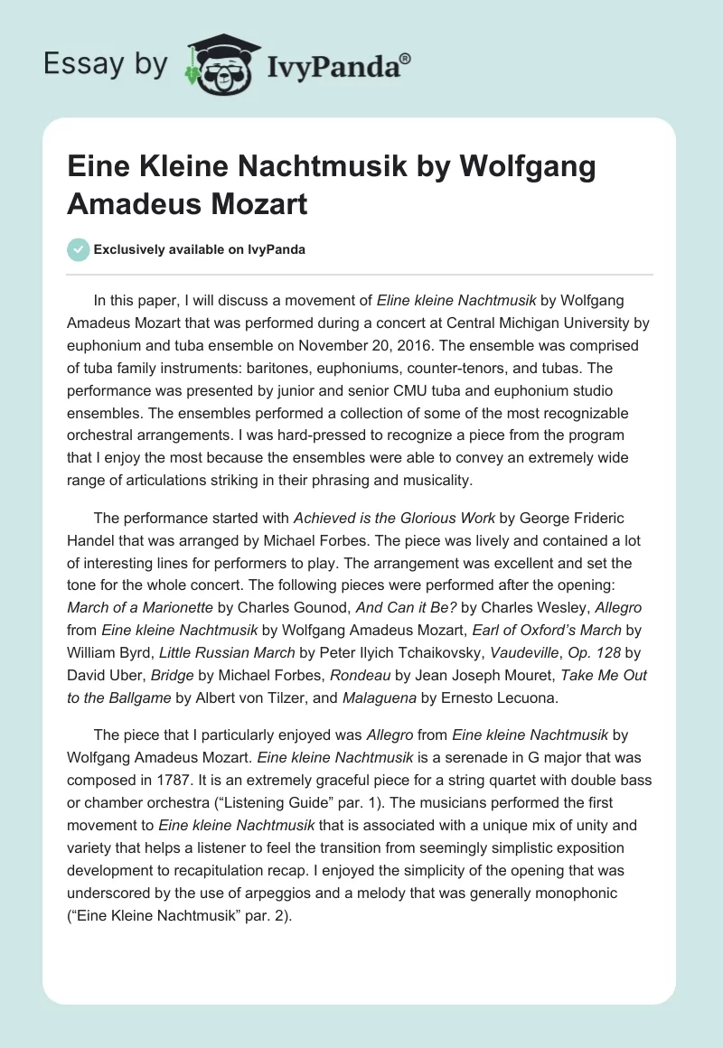 Eine Kleine Nachtmusik by Wolfgang Amadeus Mozart. Page 1