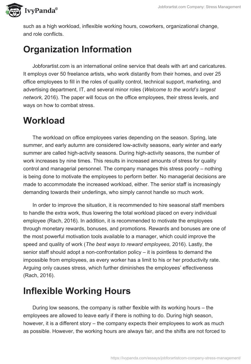 Jobforartist.com Company: Stress Management. Page 2