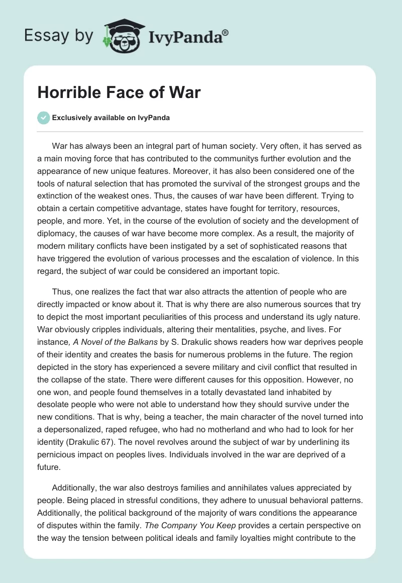 Horrible Face of War. Page 1