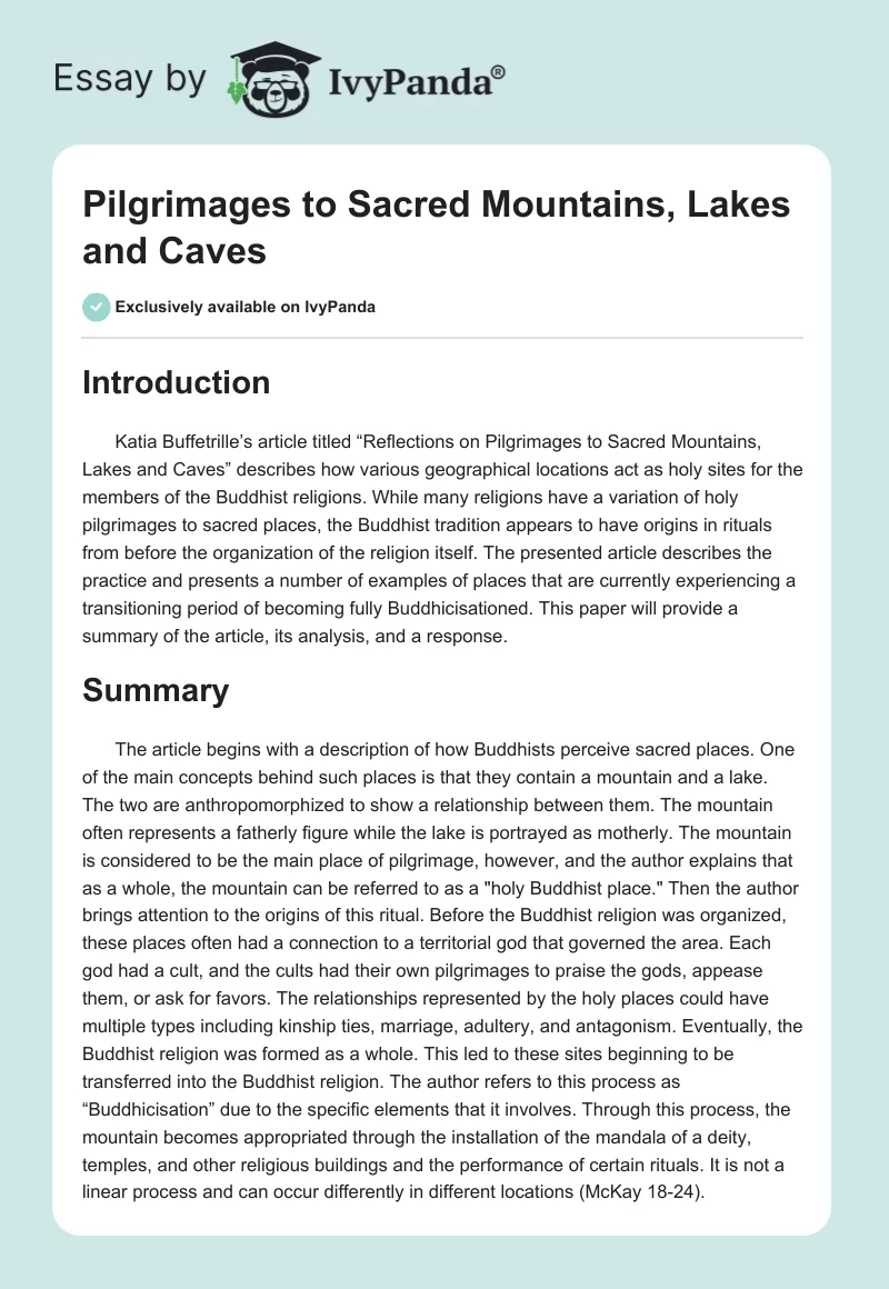 Pilgrimages to Sacred Mountains, Lakes and Caves. Page 1