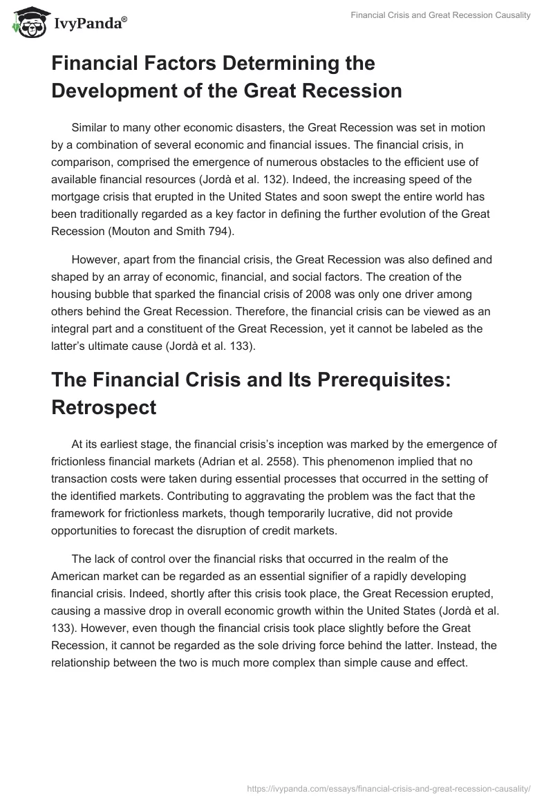 Financial Crisis and Great Recession Causality. Page 2