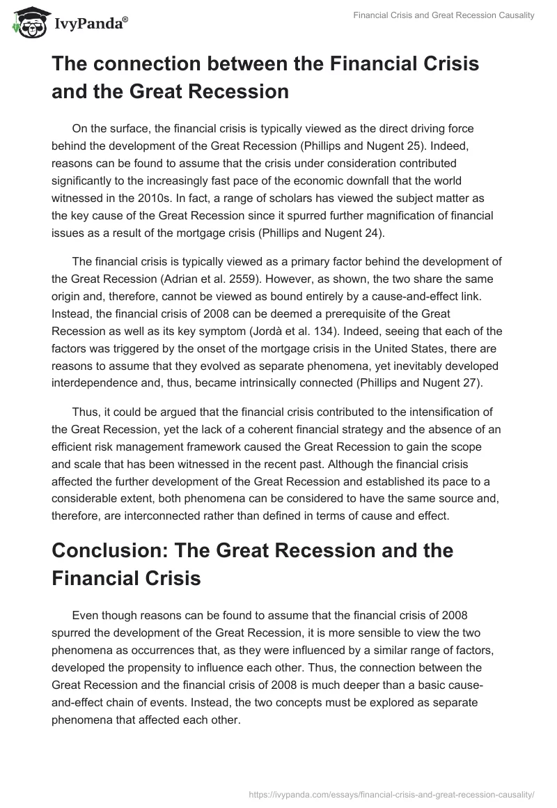 Financial Crisis and Great Recession Causality. Page 3