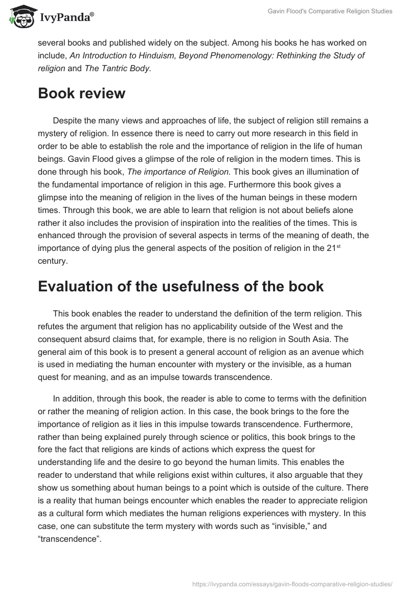 Gavin Flood's Comparative Religion Studies. Page 2