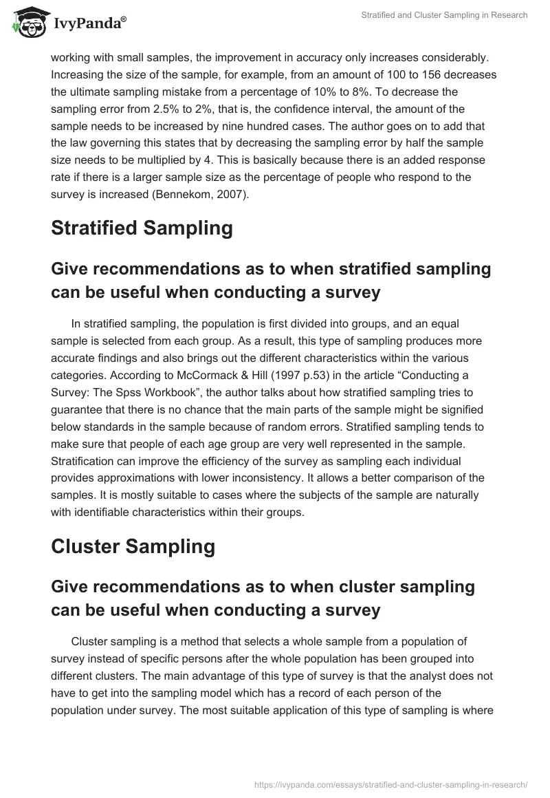 Stratified and Cluster Sampling in Research. Page 2