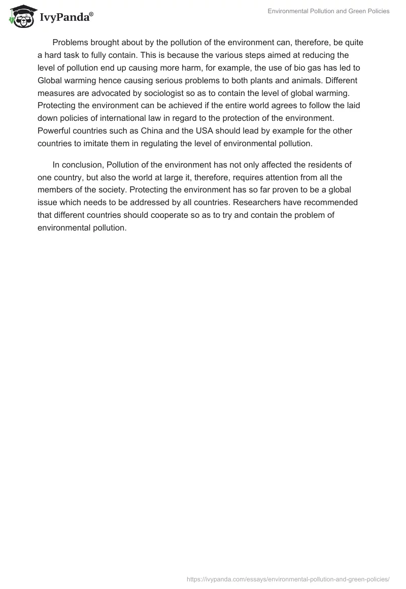 Environmental Pollution and Green Policies. Page 2